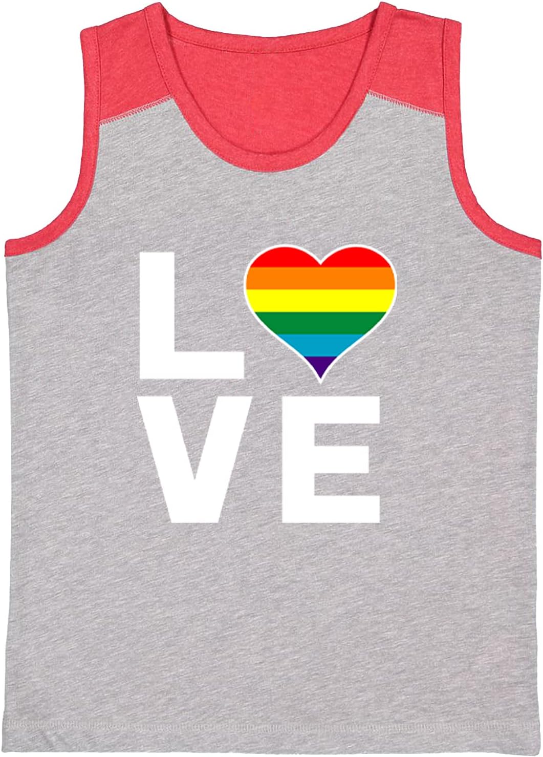 Love - Rainbow Heart LGBTQ Pride Youth Contrast Back Tank Top