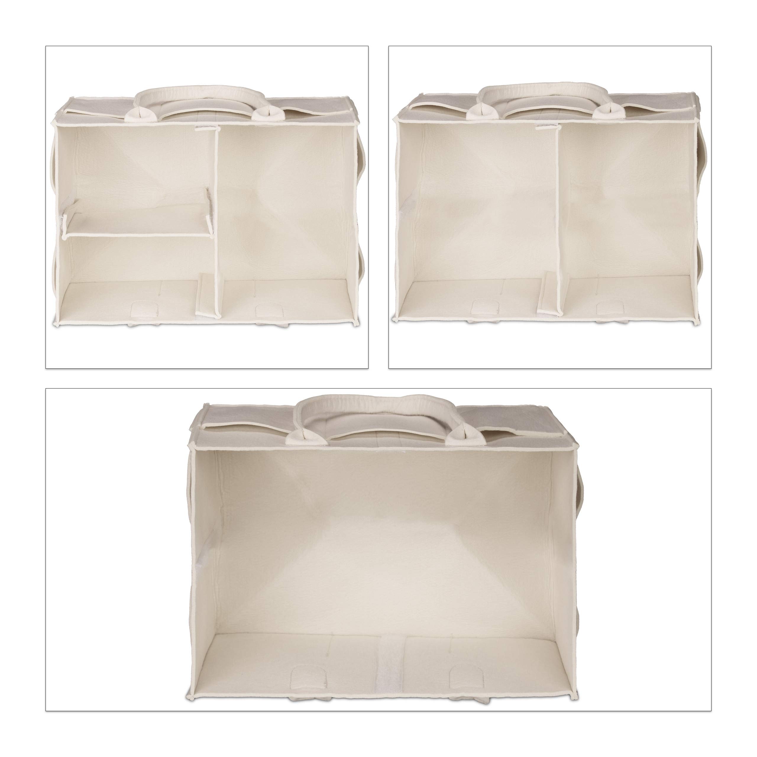 Relaxdays Rangement Couches, 11 Compartiments, Panier Langer Portable, Organiseur Chambre bébé, Corbeille, Beige