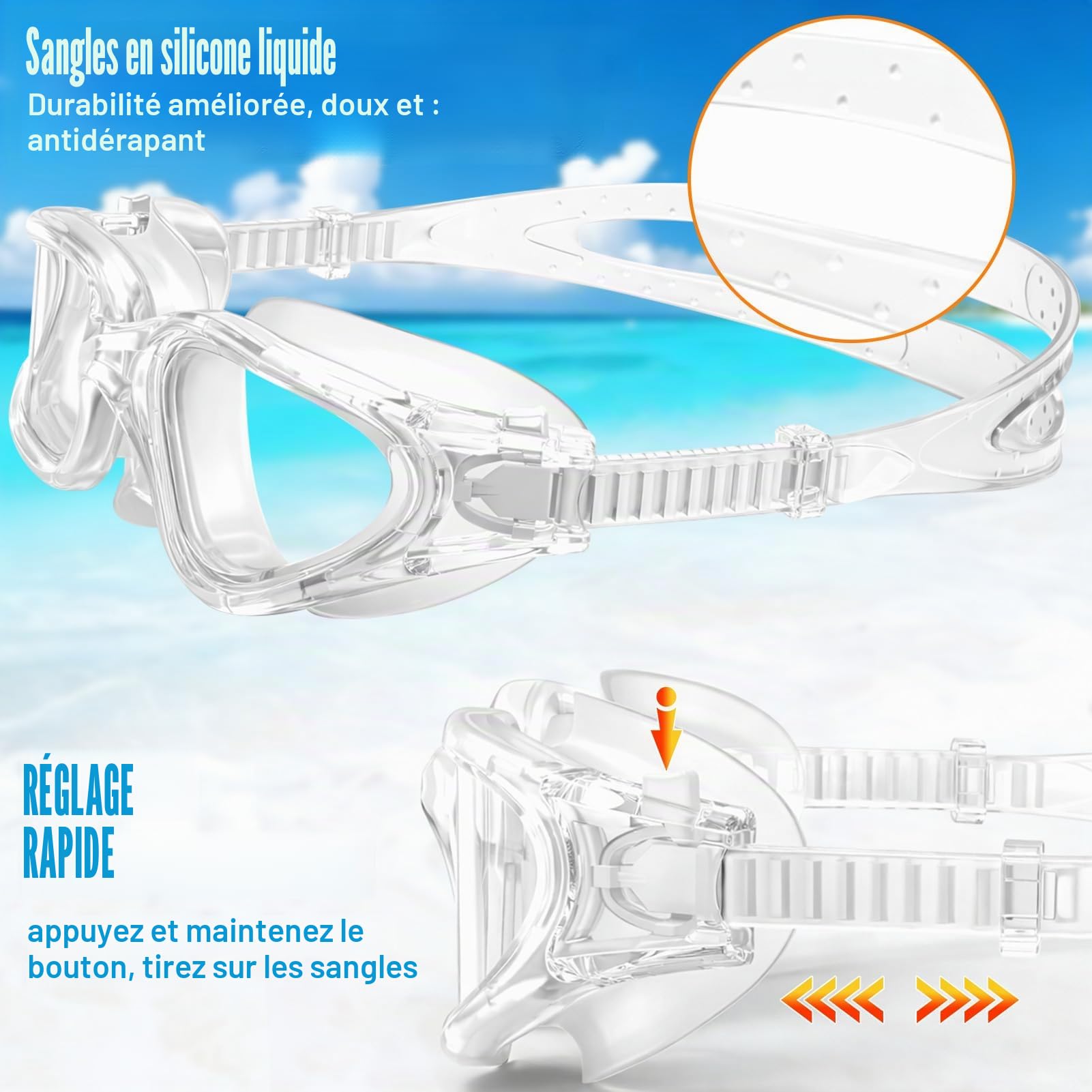 Winline Lunettes de Natation Antibuée Anti-fuite Protection UV Clear View,Lunettes Piscine Polarisée/Non Polarisée pour Hommes Femmes Adultes Adolescents