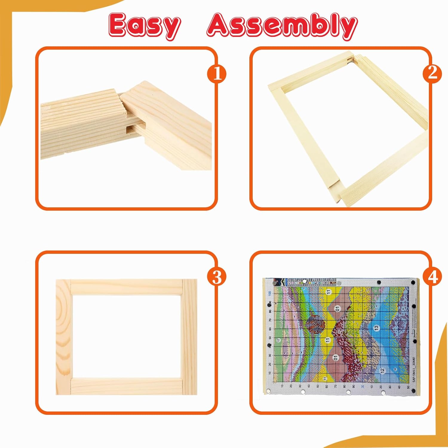 Tonyutech 20 Pcs 5 Sets Stretcher Bars for Needlework 5 Sizes Wooden Canvas Stretcher Bars with 60 Thumb Tacks and Tacks Remover for Needlepoint Embroidery Stitch Frame Set Bundle with Crafts