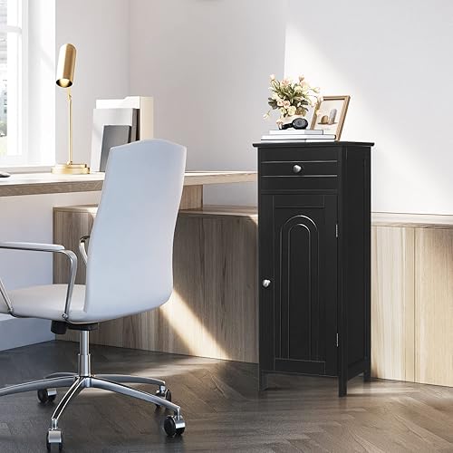 Miniatura 9 de MAT EXPERT Small Bathroom Storage Cabinet, Bathroom Floor Cabinet w/Drawer & Adjustable Shelves, Single Door, Modern Small Cabinet for Entryway,