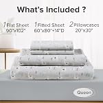 Comfort Spaces Draps 100% Coton Queen, Respirants, Draps en Coton Naturellement Froids, Draps de Lit Doux avec Poche Élastique de 14" S'adapte aux Matelas jusqu'à 16", Ensemble de Draps Toutes Saisons, Lama Multi 4 Pièces