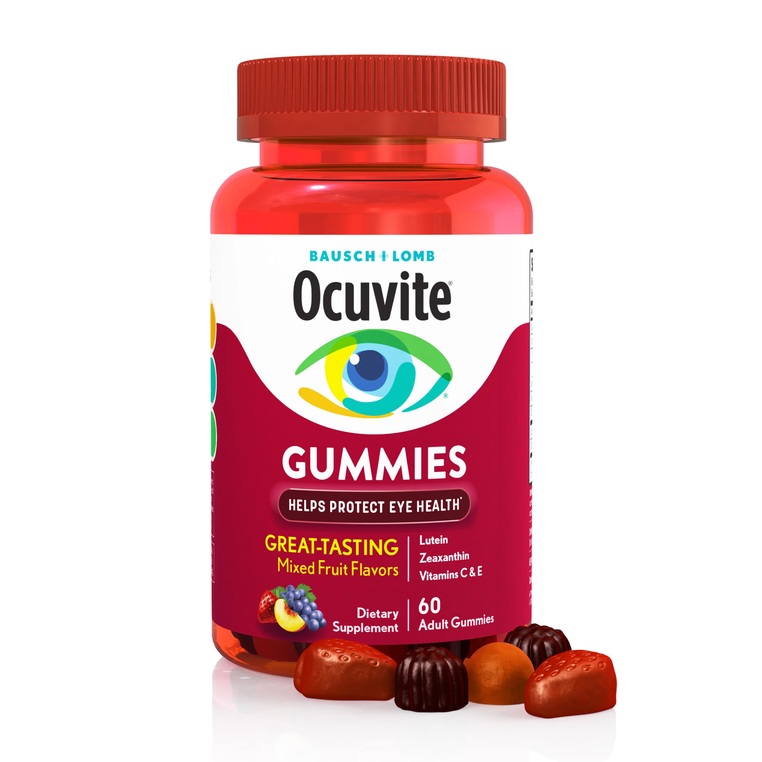 Ocuvite Bausch + Lomb Eye Health Gummies with Lutein, Zeaxanthin and other Antioxidants, 60 Count Bottle