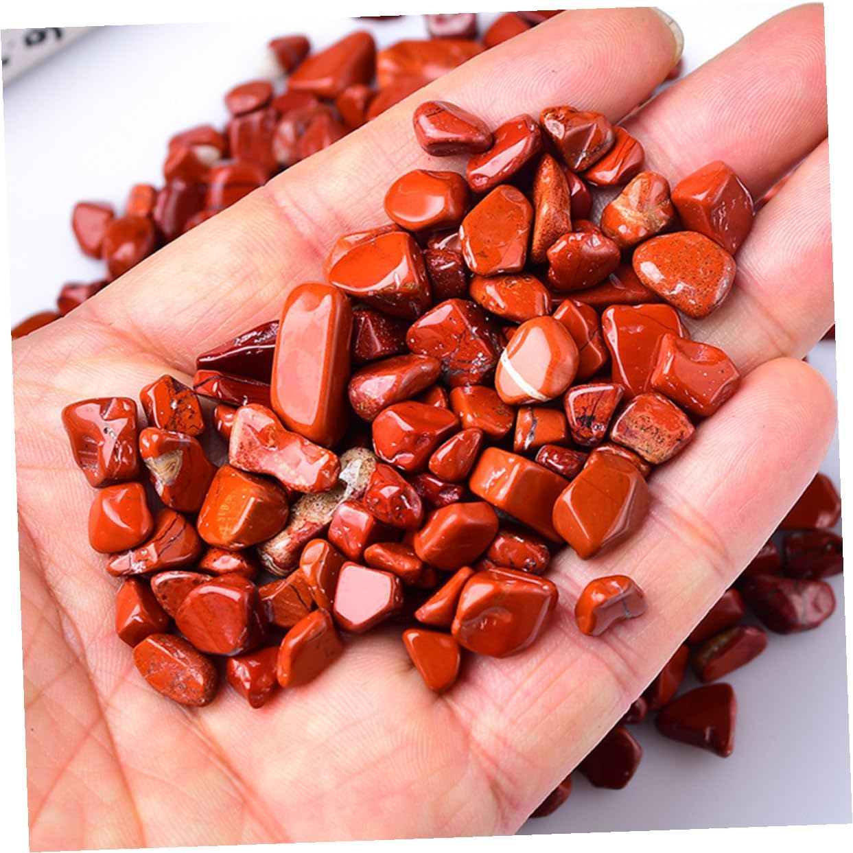 Cabilock Red Jasper Aquarium Gravel 7-9mm Bulk Fish Tank Decorative Stones 2lb Natural Gemstone Landscaping Rocks Terrarium Decor for Aquatic Pets