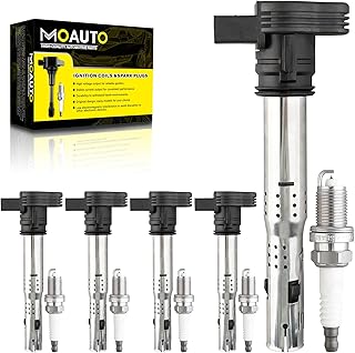 Set of 5 Ignition Coils Pack UF575 07K905715G & 5 PCS Iridium Spark Plugs Compatible with Volkswagen Beetle Golf Jetta Passat Rabbit L5 2.5L