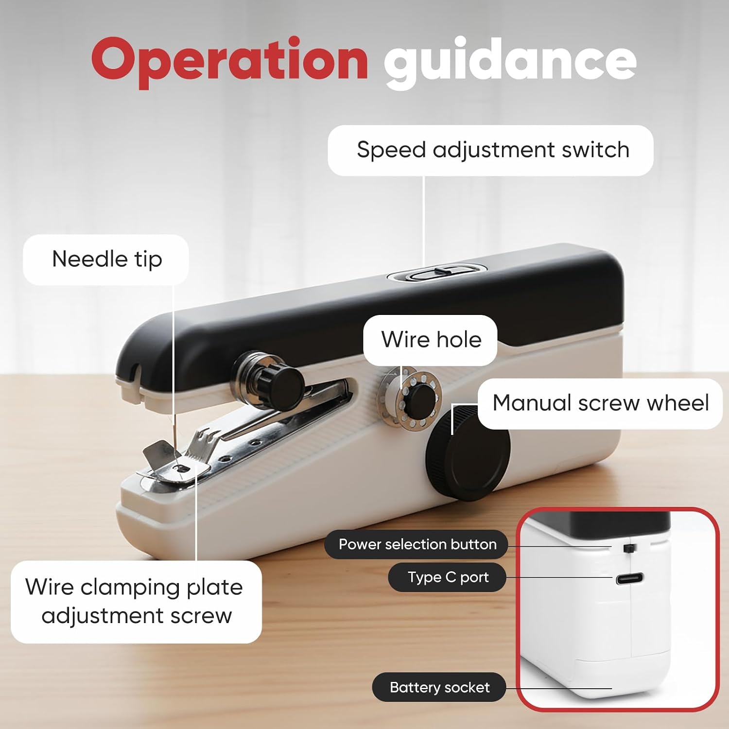 Handheld Sewing Machine, Mini Portable Electric Stitcher for Quick Repairs, 2-Speed, Battery/USB Powered, Home & Travel Clothes Mending Kit with Accessories, Beginner-Friendly