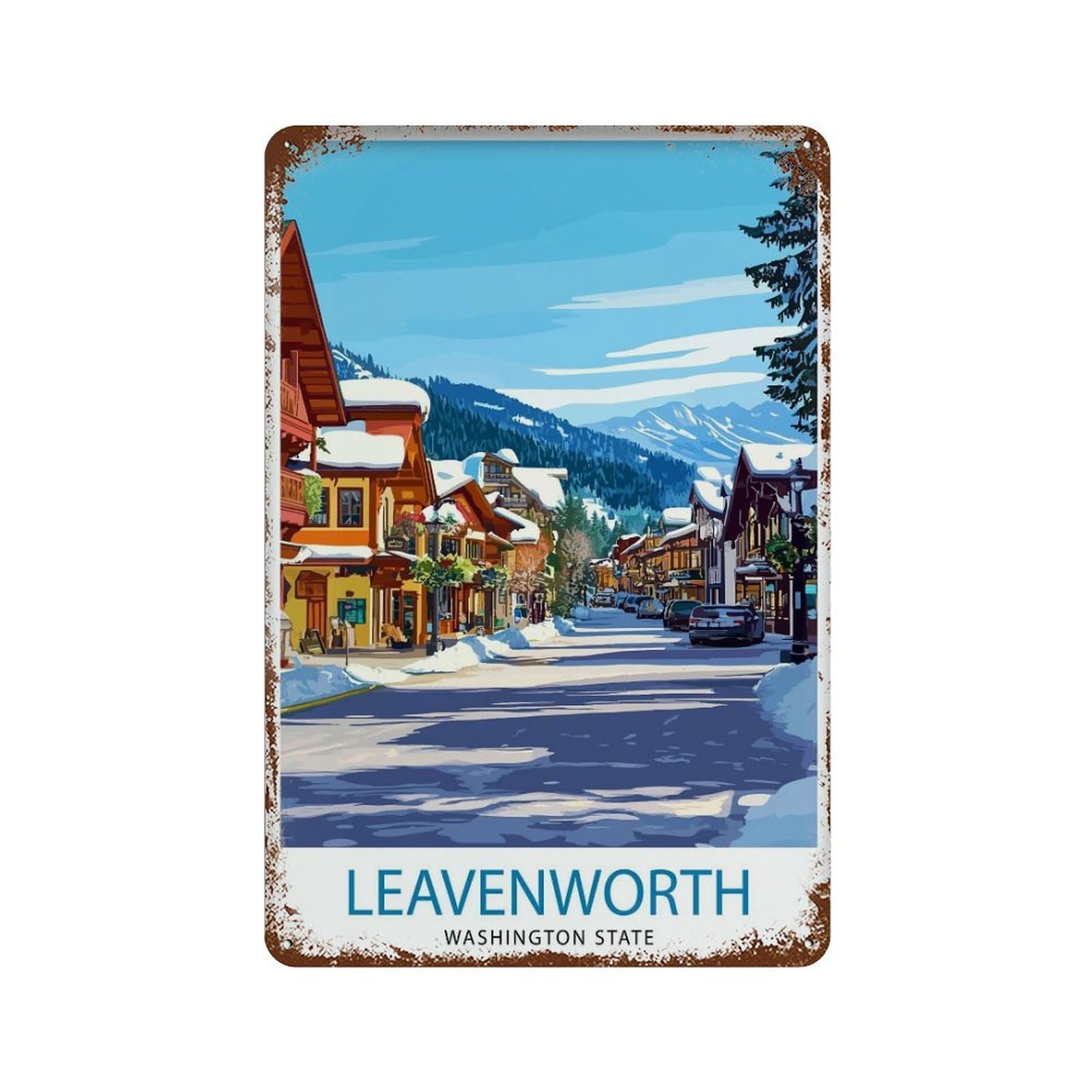 xiaoxiaoshen Leavenworth Washington Travel Landscape Bavarian Village Gift Lov Wall Decor Art Metal Tin Poster Modern Home Decor Art Home Bar Shop Decorations Vintage Sign 30x20cm