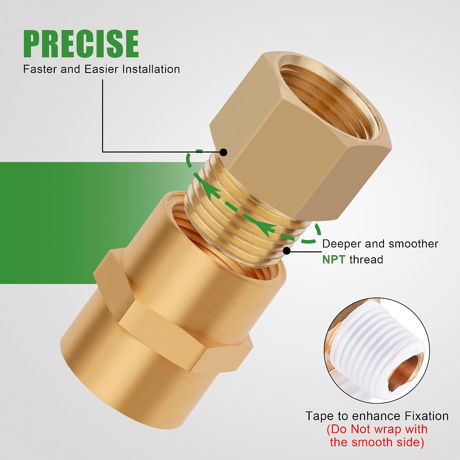 5PCS Brass Pipe Fittings Adapter,1/2" NPT Male x 1/2" NPT Female