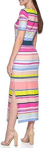 Miniatura 4 de GUESS Vestido midi de punto con hombros descubiertos y textura para mujer, color arena, talla 16