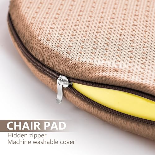 Miniatura 3 de Gumcoly Cojín de espuma viscoelástica para silla de cocina, lavable, antideslizante, cojín redondo con respaldo de goma para mesa de comedor, sillas