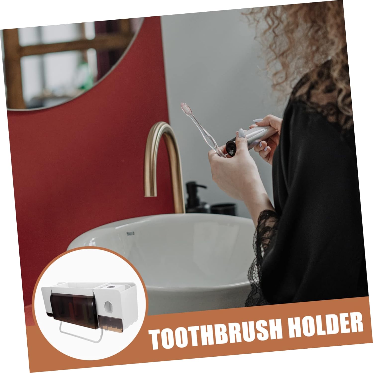 Wall-Mounted Toothbrush Holder for Bathroom Storage Multi-Functional Organizer Drainage Design Space-Saving Easy Installation Holds Electric Toothbrushes