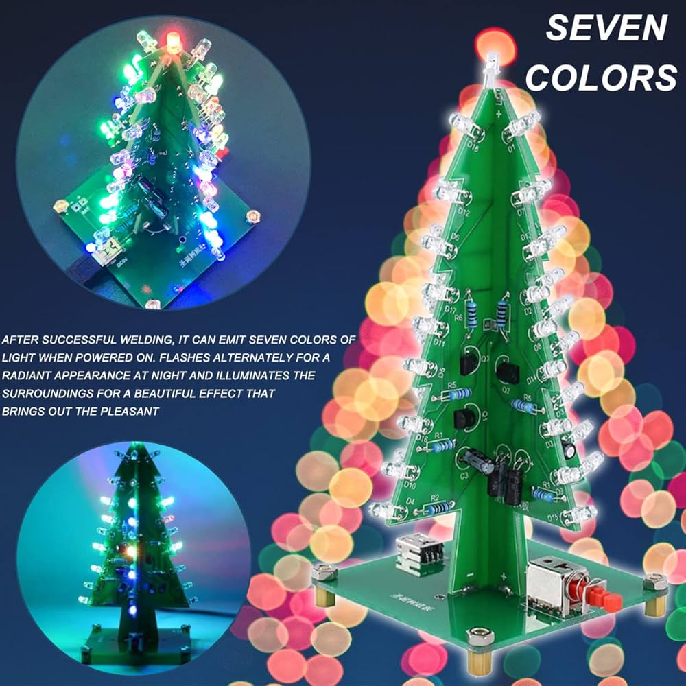 カラフルな人工クリスマスツリー Amazon.co.jp: DAOKAI クリスマスツリーはんだ付けキットRGBは