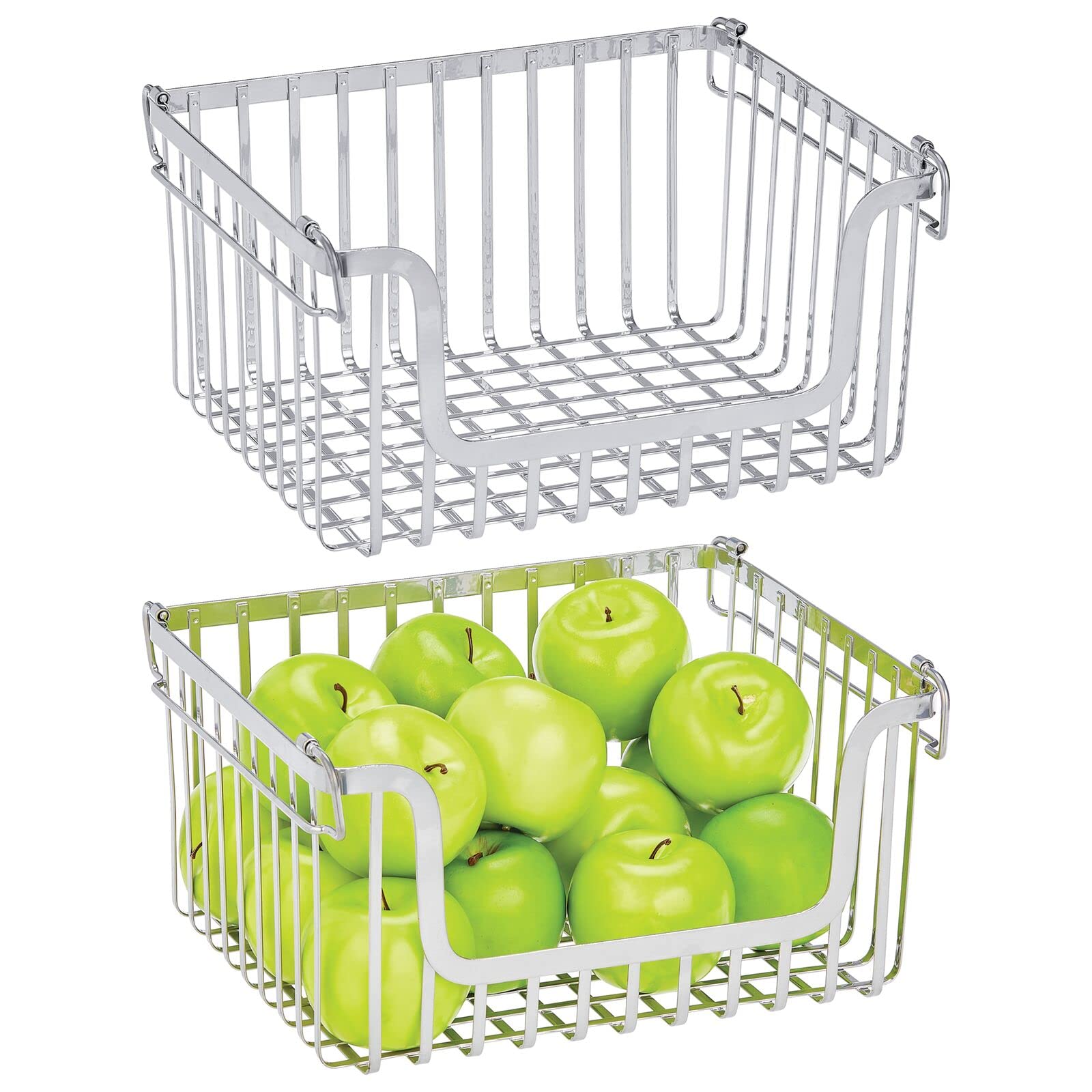 Buy mDesign Large Stacking Wire Baskets Food Organizer Storage Metal
