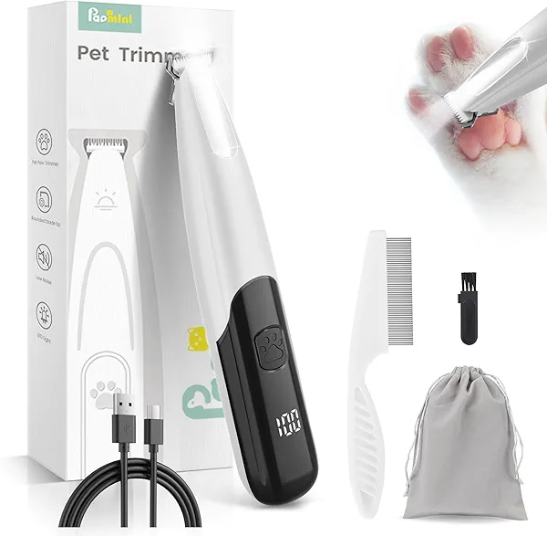 PAPMINI Dog Paw Trimmer with LED Light, 35dB Low Noise Paw Trimmers for Dog's Feet, 2 Speed Safety Electric Dog Clippers for Grooming, Rechargeable Cat Shaver for Paws, Ears, Face, Rump