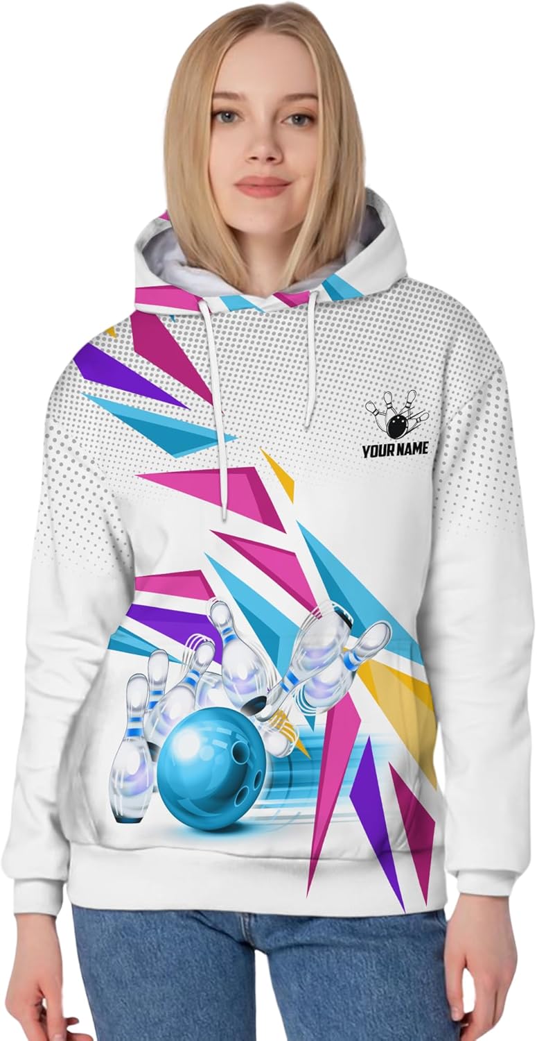 Unisex Bowling Hoodie Personalized Graphic Bowling Pin Long Sleeve Shirt For Birthday Printing Bowling Clothing