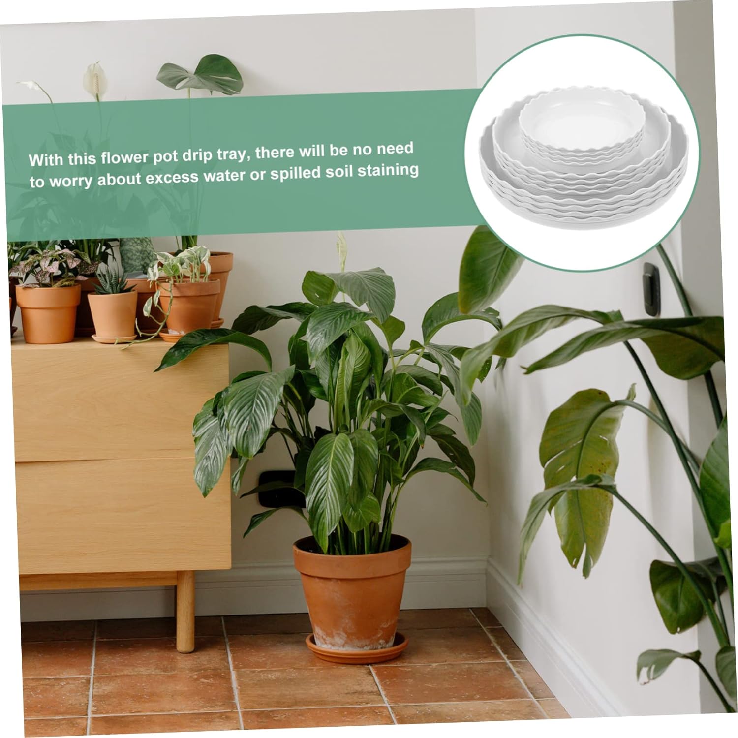 12pcs Plant Pot Drainage Trays Round Plant Saucers Non-Slip Base for Pots
