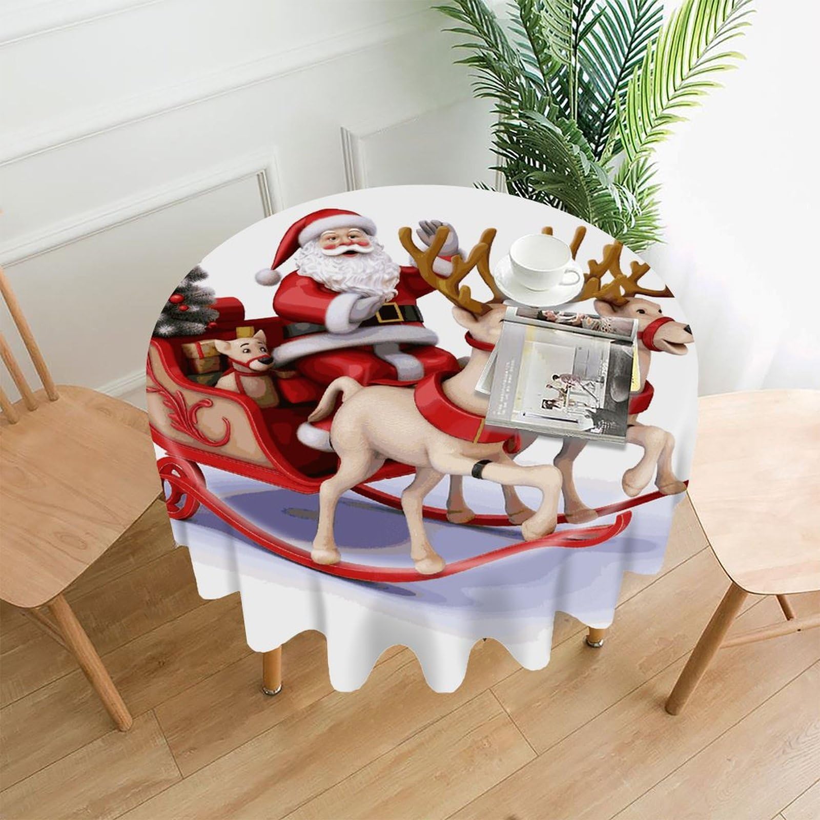 FekiLoot - Round Table Cloth Washable Wrinkle Free Polyester Fabric Tablecloth 60 Inch for Home Dining Kitchen Party Farmhouse
