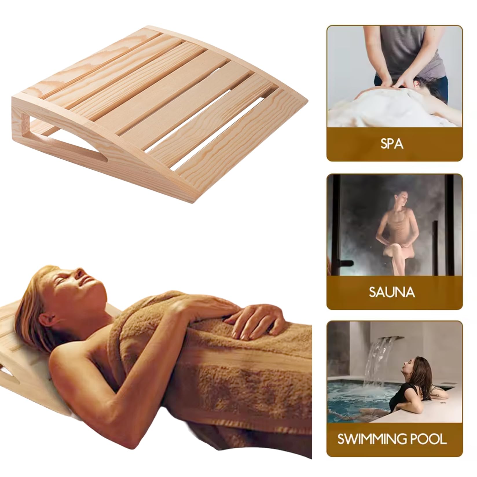 Reposacabezas para Sauna, soporte ergonómico para el cuello, almohada de madera, relajación, accesorios rústicos para Sauna para hombres y mujeres, respaldo, almohada de madera