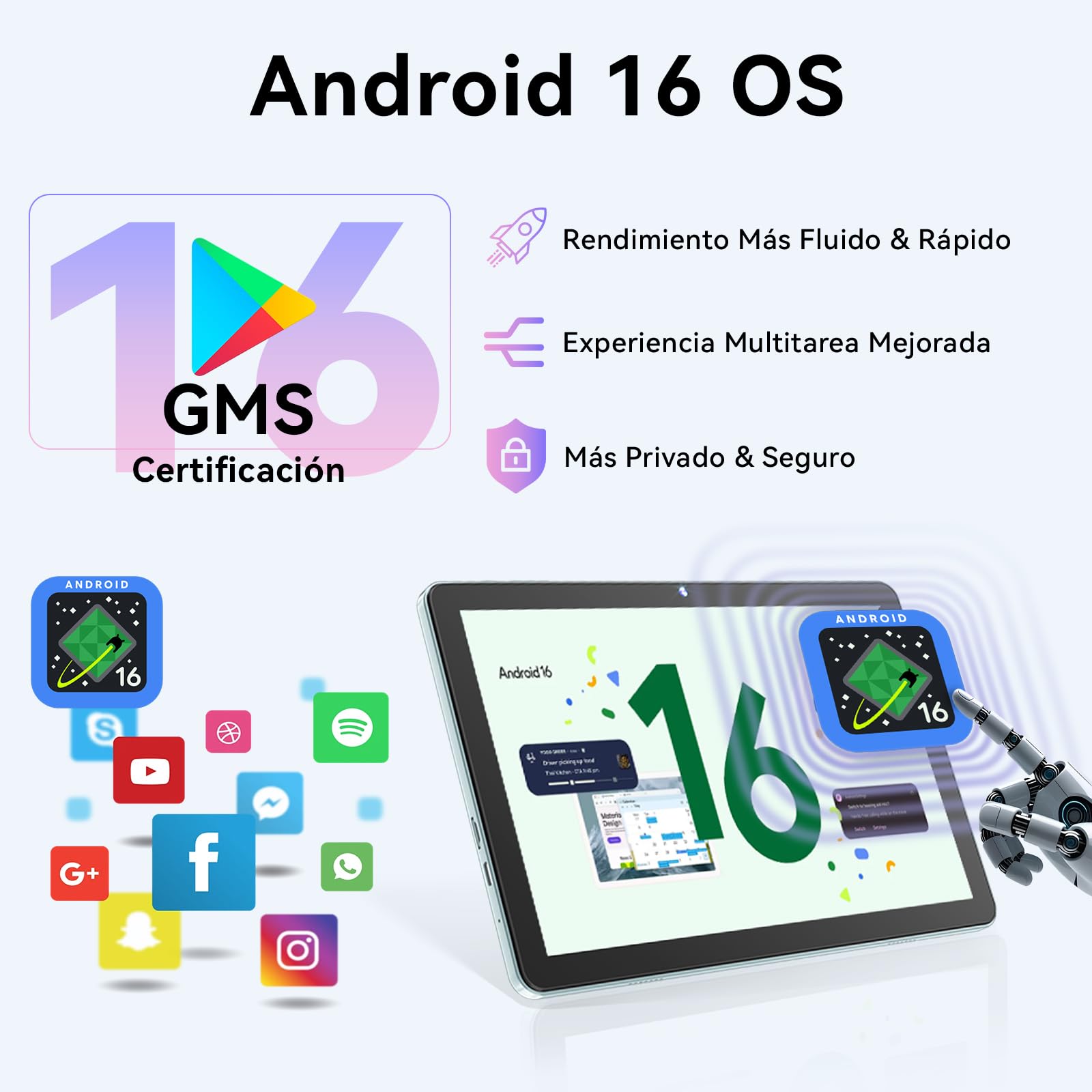 Android 16 Tablet 10 Pulgadas en Gemini AI, Tableta en Teclado, Ratón & Lápiz, Octa-Core, 24 GB RAM + 256 GB ROM + 1 TB TF, 1920x1200 Pantalla HD, Cámara 8MP + 13MP, 6000 mAh (Azul + Funda Verde)