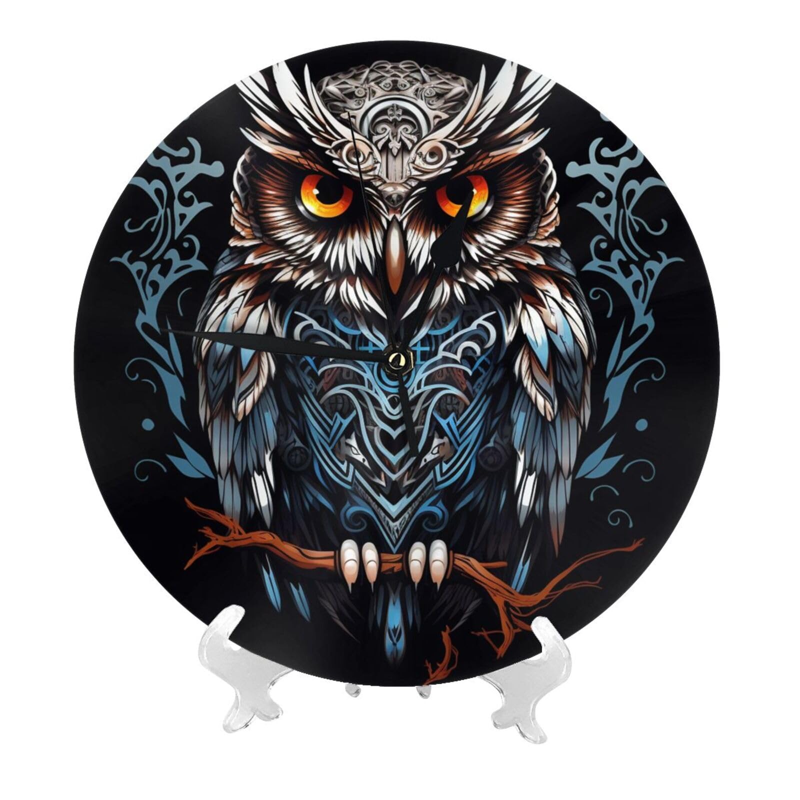 DWVTSLH owl Wall Clock 10 Inch Silent Non-Ticking Modern Clocks Battery Operated - Decorative Wall Clocks for Bedroom Living Room Kitchen Office Wall Decor Gift Idea