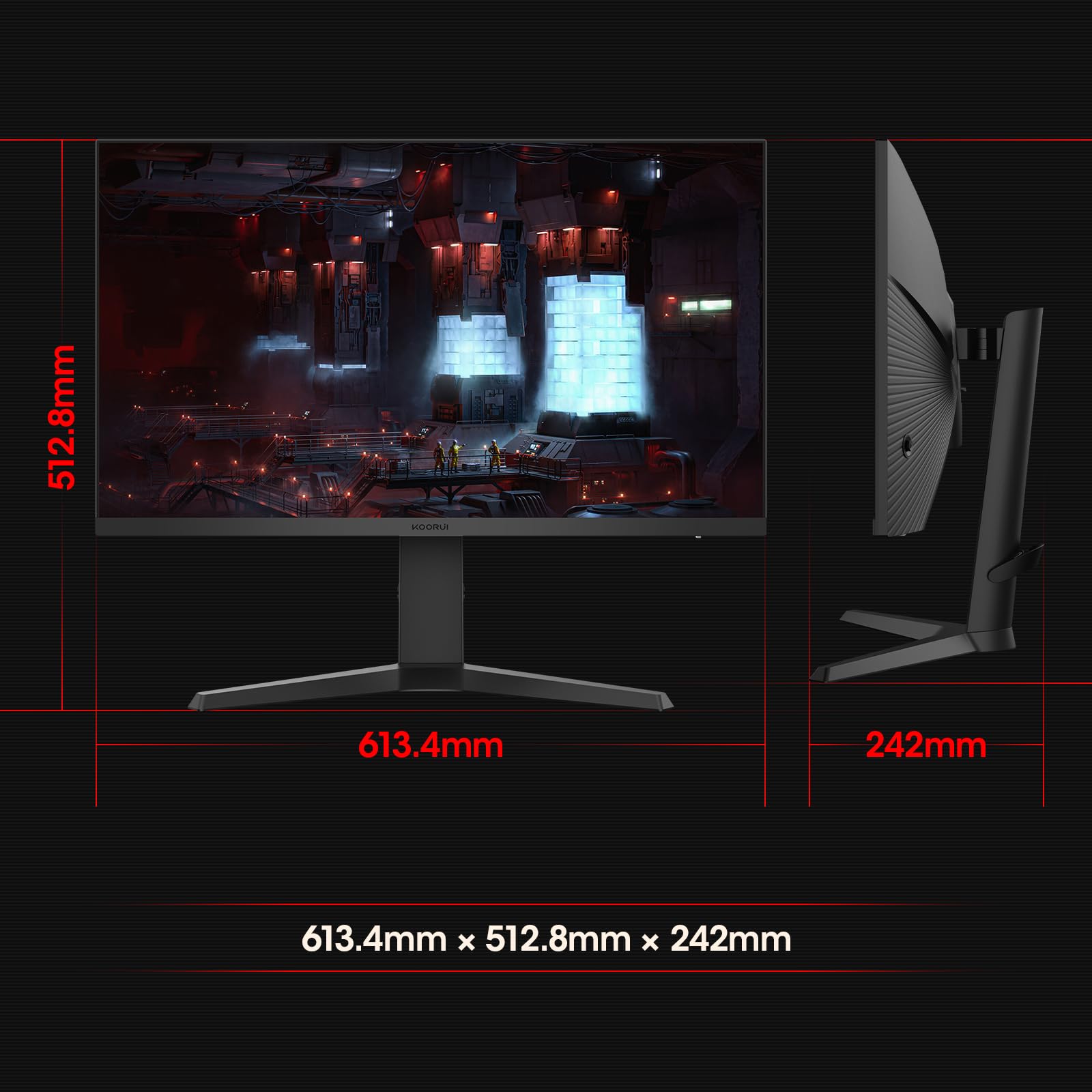 KOORUI Gaming Monitor 27 Pollici - Schermo WQHD PC, 240Hz, 1ms, Adaptive Sync, Gsync Compatibilità (2560x1440, HDMI, DisplayPort, HDR 400), Nero