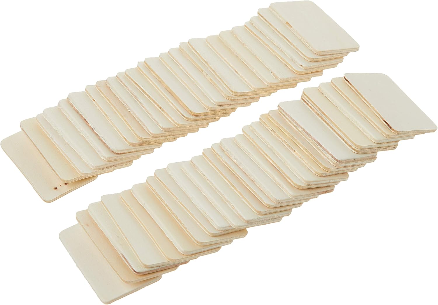 Darice Pie Rectangle-Shaped (50pc) – Light Unfinished Wood is Easy to Paint, Stain, Embellish – Perfect for Art and Craft Projects – Each Piece Measures 2.08”x1.37”, 3mm T, Natural, 50 Count