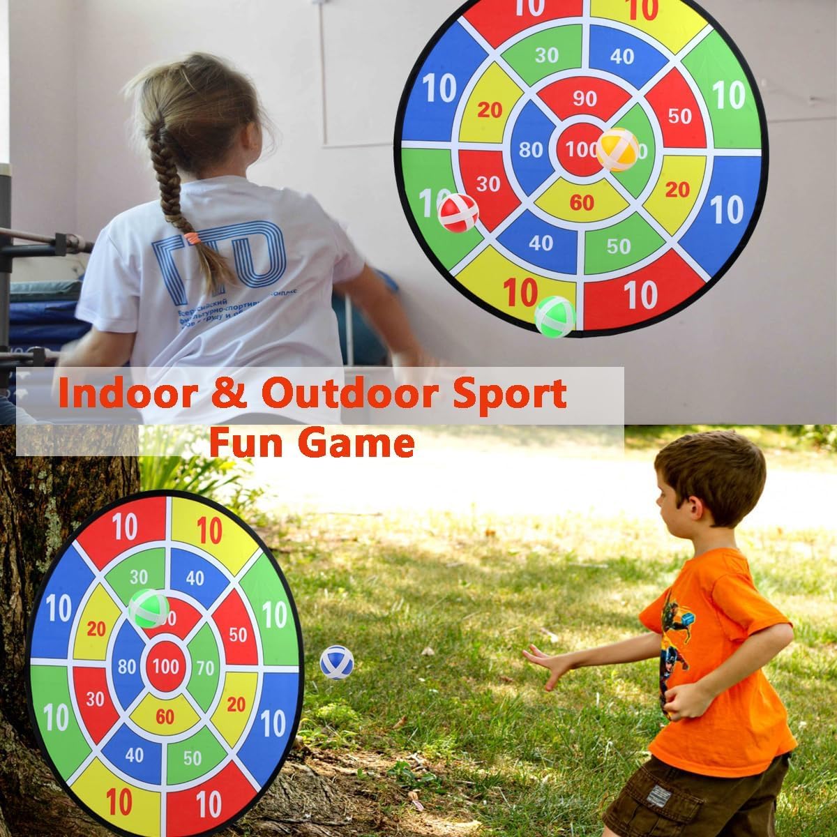 ABTRIX WITH AB 29" Large Dart Board for Kids with 12 Sticky Balls - Safe Indoor/Outdoor Fun Party Game Toys - Educational Birthday Gifts for 3 4 5 6 7 8 9 10 11 12 Year Old Boys & Girls 3