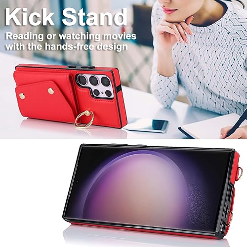 Miniatura 3 de Asuwish Funda para teléfono Samsung Galaxy S23 Ultra 5G Funda tipo cartera con protector de pantalla y soporte para anillo para tarjeta de crédito,