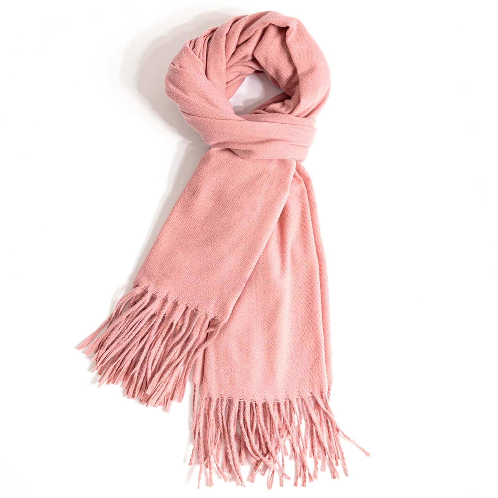 AUSEKALY Women Scarf Cashmere Winter Pashmina Shawl Wraps Soft Solid Large Warm Blanket Scarves Pink, Pink, M