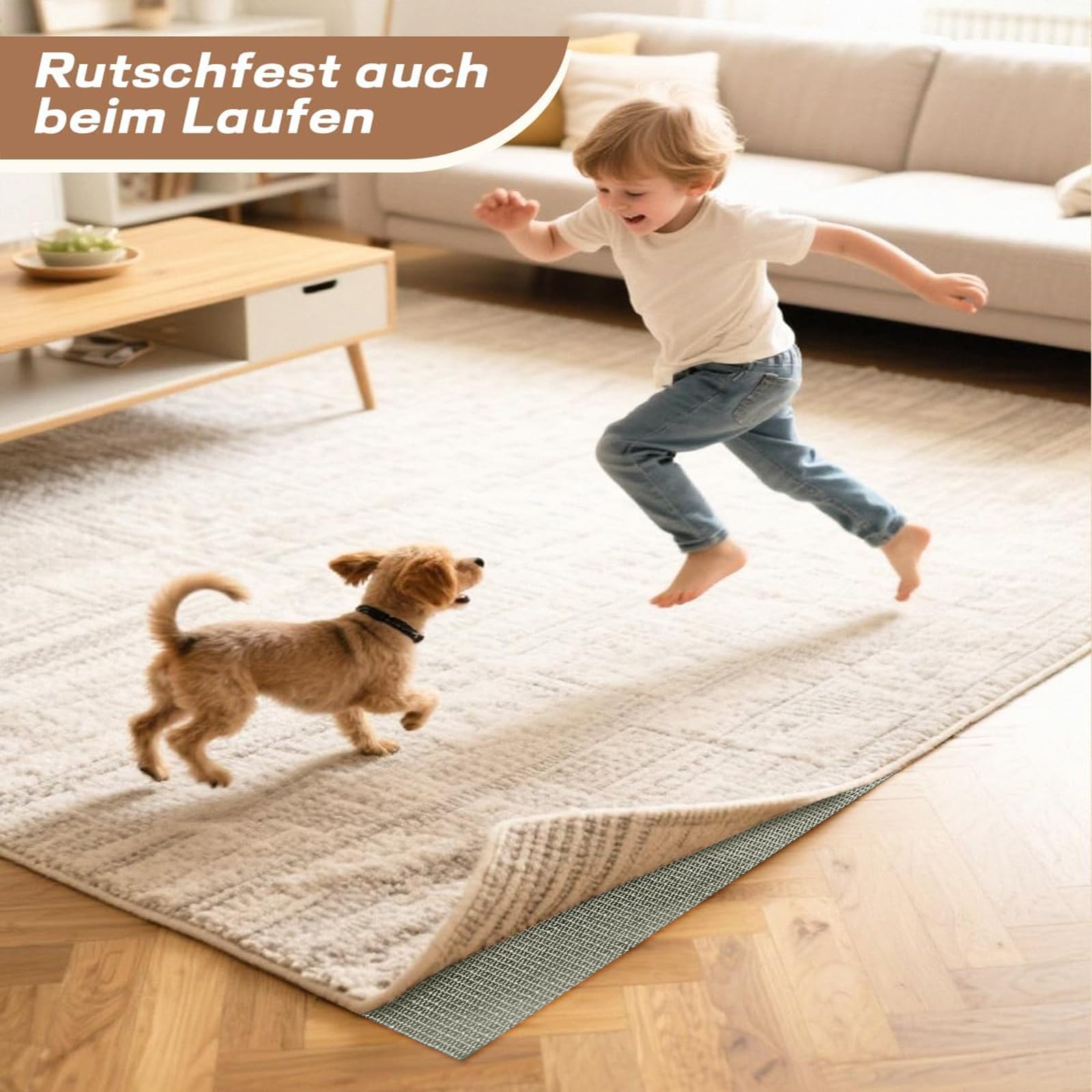 Rete Antiscivolo per Tappeti 215 x 230 cm Multiuso Tagliabile Lavabile Tappetino Antiscivolo in Pvc/Sotto Tappeto Antiscivoli, Grigio