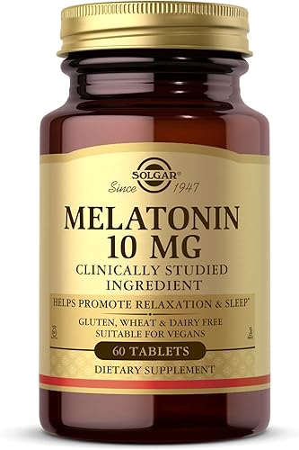Solgar Melatonina 10 mg, 60 tabletas – Alta dosis – Ayuda a promover la relajación y el sueño – Melatonina clínicamente estudiada – Apoya el ciclo