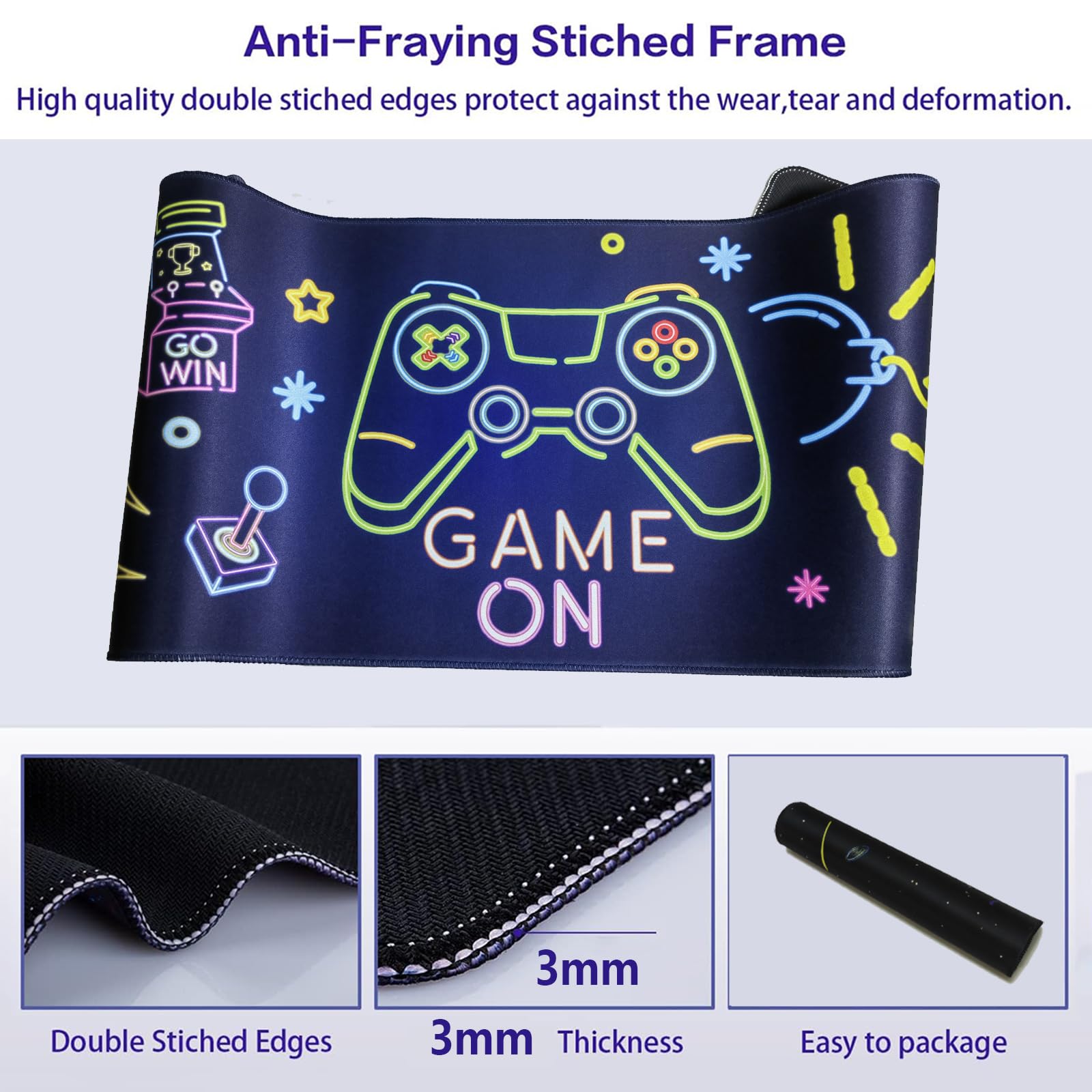 XXL Gaming Mauspad 900x400 Mm – Mit Rutschfester Gummibasis, Genähter Kante, Buntes Mandala-Design