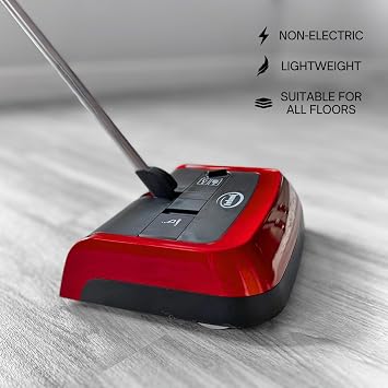 Ewbank Evolution Hard Floor & Carpet Sweeper, Non-electric, Multi-surface, with Adjustable Height, Portable and Lightweight