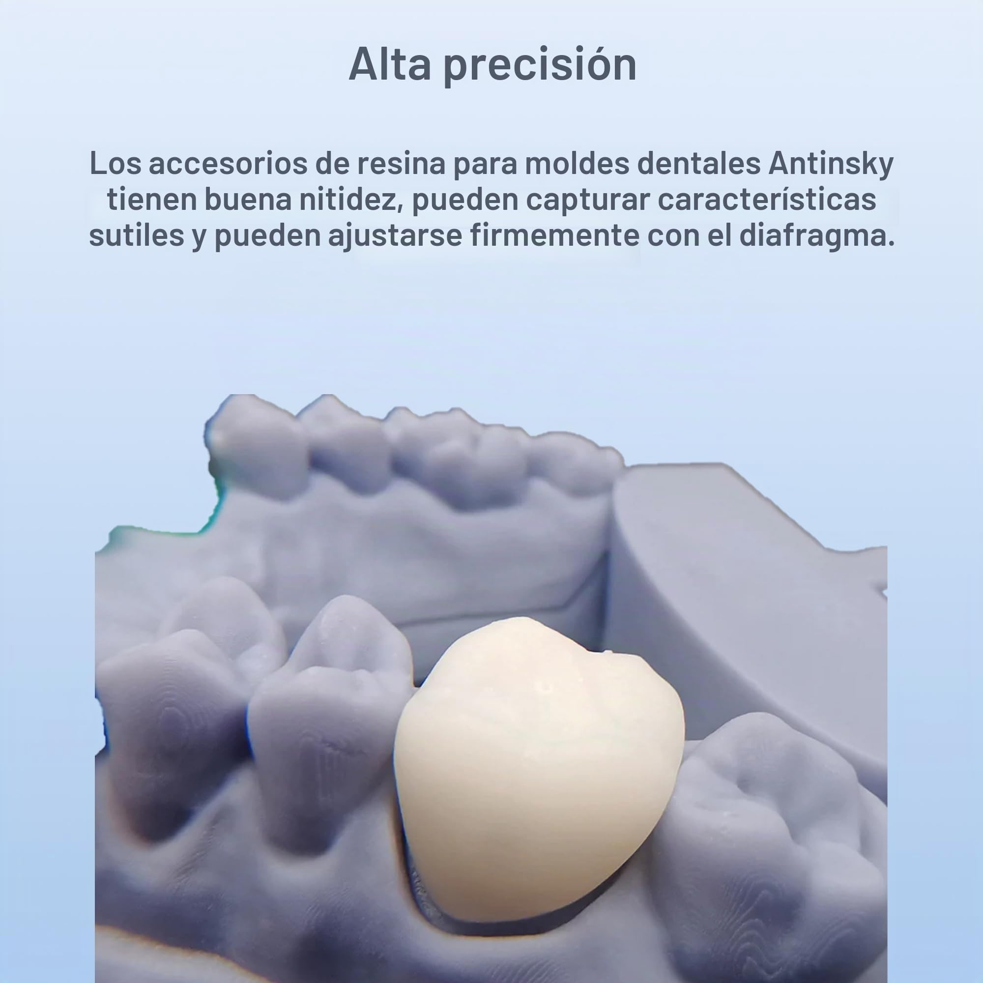 Antinsky Temporal Modelo Dental Resina para DLP LCD Impresora 3D Resina 405nm Alta Precisión Alta Dureza Tiempo de Curado Rápido Dientes Aspecto Texturizado Color de Dientes A2 500g