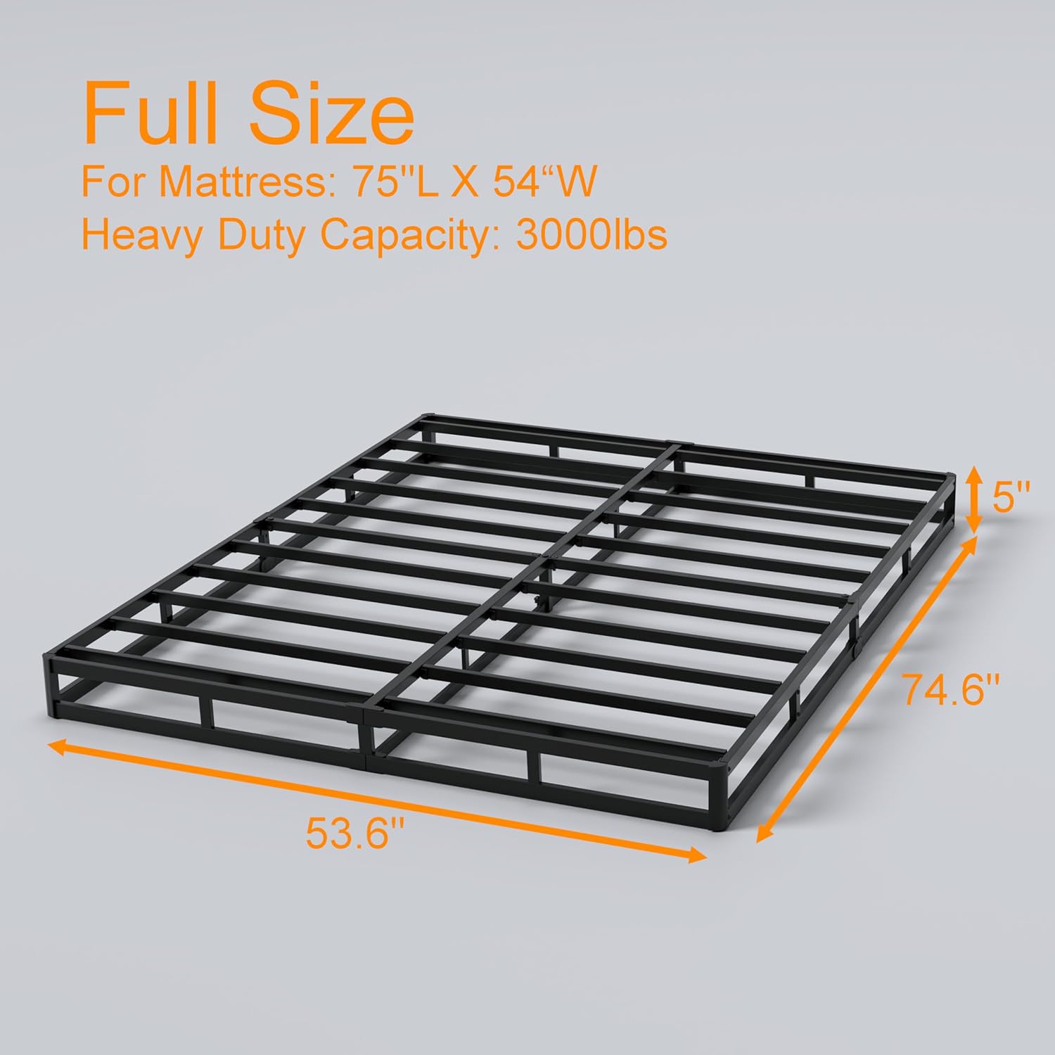 THEARK Full Box Spring 5 Inch, 3000lbs Heavy Duty Box Spring Full Size Metal Mattress Foundation, Easy Assembly, Noise Free