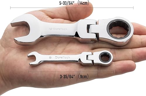 Miniatura 6 de DURATECH Stubby - Juego de llaves combinadas de trinquete de cabeza flexible, métricas, 12 piezas, 0.315-0.748 in, acero CR-V, con bolsa