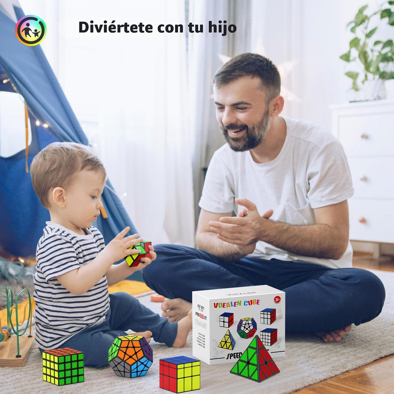Vdealen Cubos de Velocidad,Juego de Cubos de Velocidad de 2x2 4x4 Pirámide Megaminx Mirror Cube Smooth Pegatinas,Cubo Mágico Liso Colección de Rompecabezas