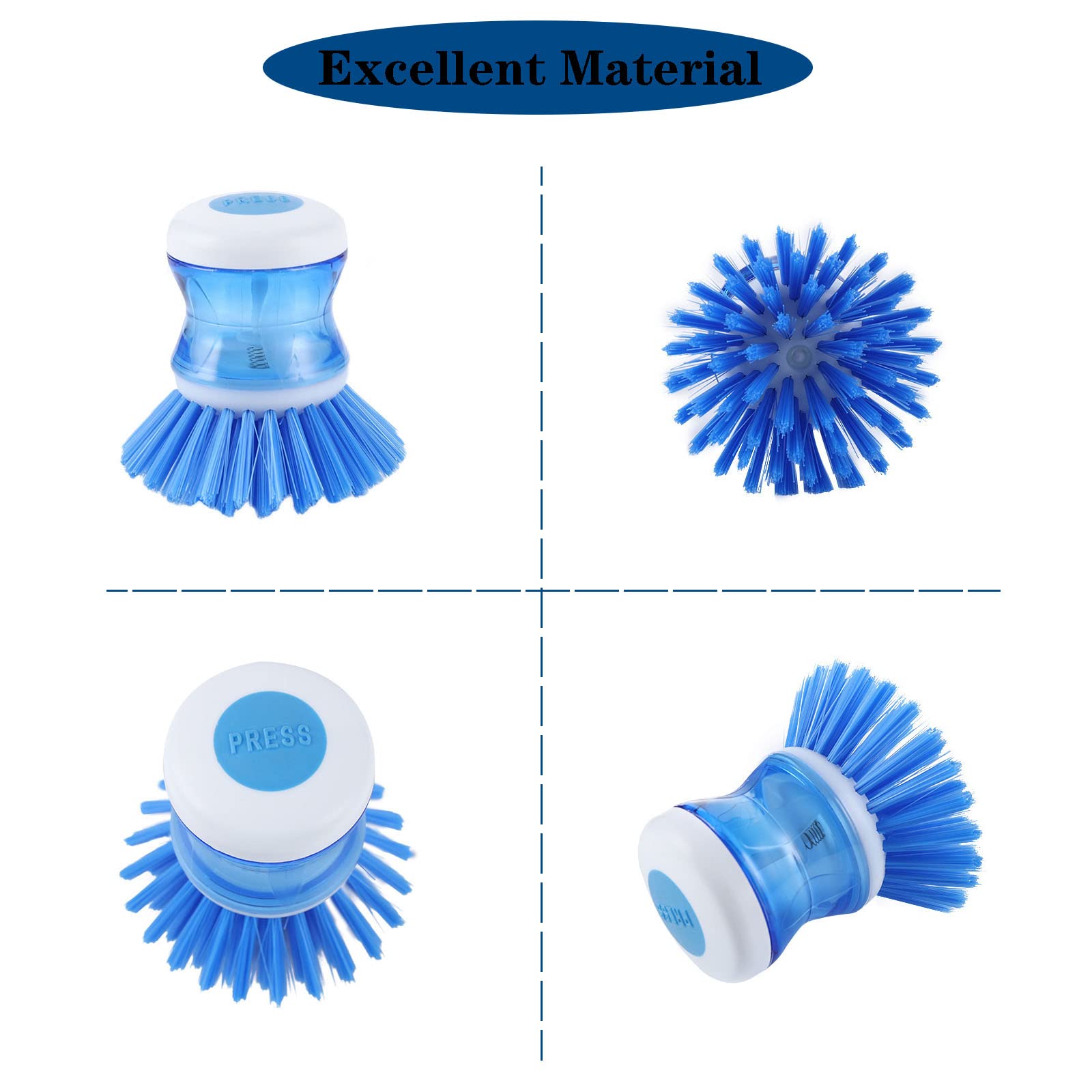 DODAMOUR Soap Dispensing Dish Brush Set, Dish Scrubber With 4 Replaceable Heads And - View #10