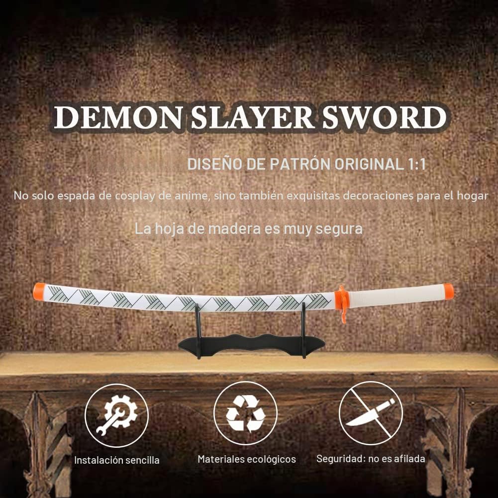 Espada Demon Slayer para cosplay con soporte para cinturón, 41 pulgadas