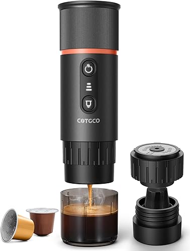 Cafetera espresso portátil, cafetera de viaje para camping, 20 bares autocalentable recargable con USB-C, con cápsula NS para cocheviajecamping