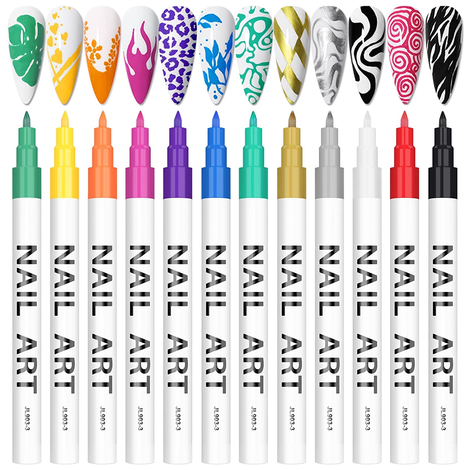 Jubilant 12 Color 3D Nail Art Pens Set, Nail Point Graffiti Dotting Pen Drawing Painting Liner Brush,DIY Nail Art-image-37
