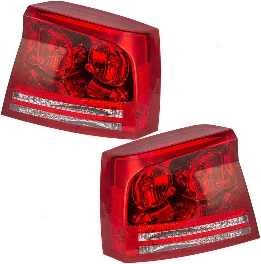 Brock Replacement Set Driver and Passenger Tail Lights Compatible with 2006-2008 Charger 5174407AA 5174406AA