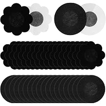 80 Pcs Disposable Nipple Covers for Women, 40 Petal + 40 Round Breathable Non-Woven Pasties for Women, Black Self-Adhesive No Show Nipple Stickers, Ultra-Thin Breathable Nipple Tape