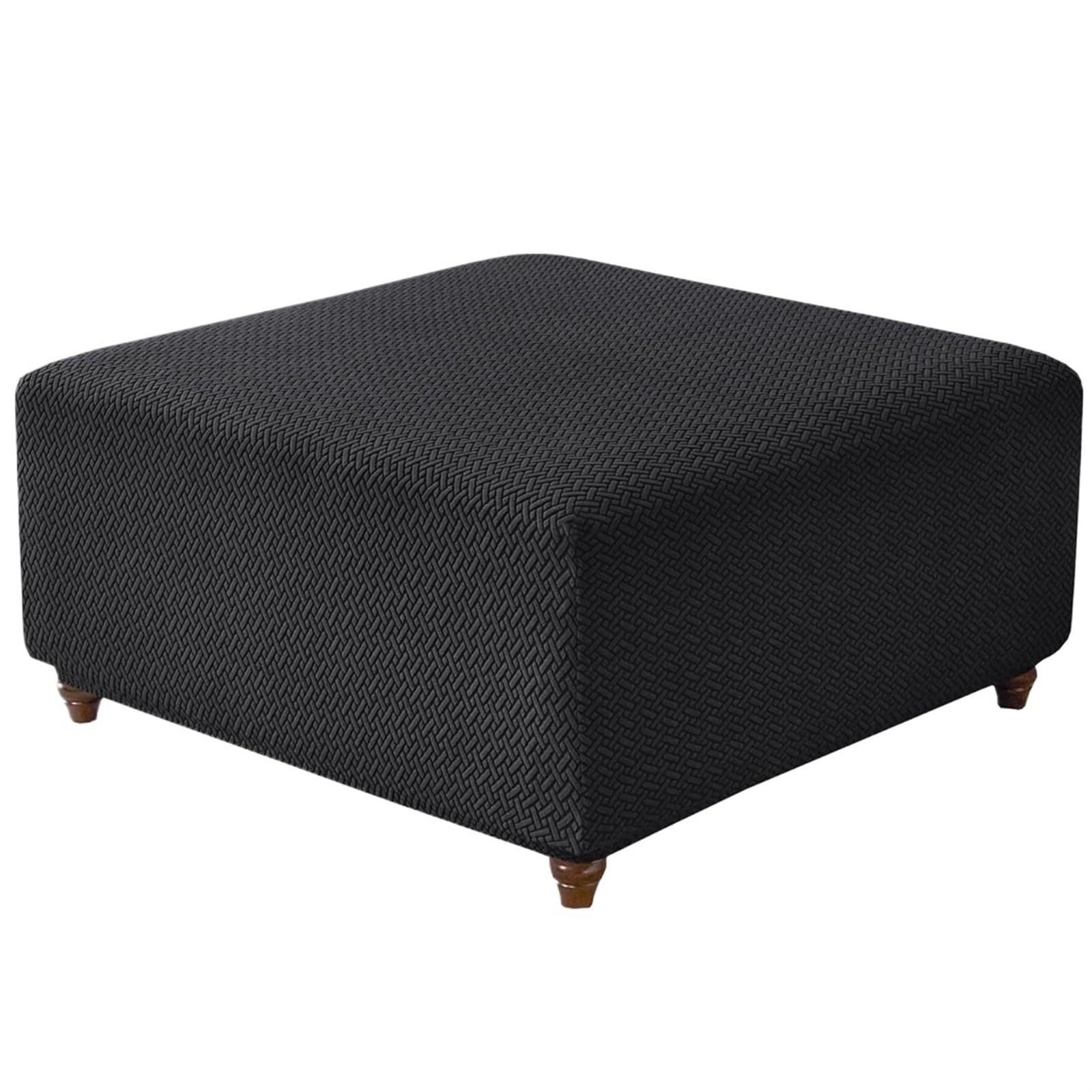 YXINAER Foot Stool Cover T-Shape Square Stool Cover Ottoman Elastic Sofa Footrest Slipcovers(Black,L)