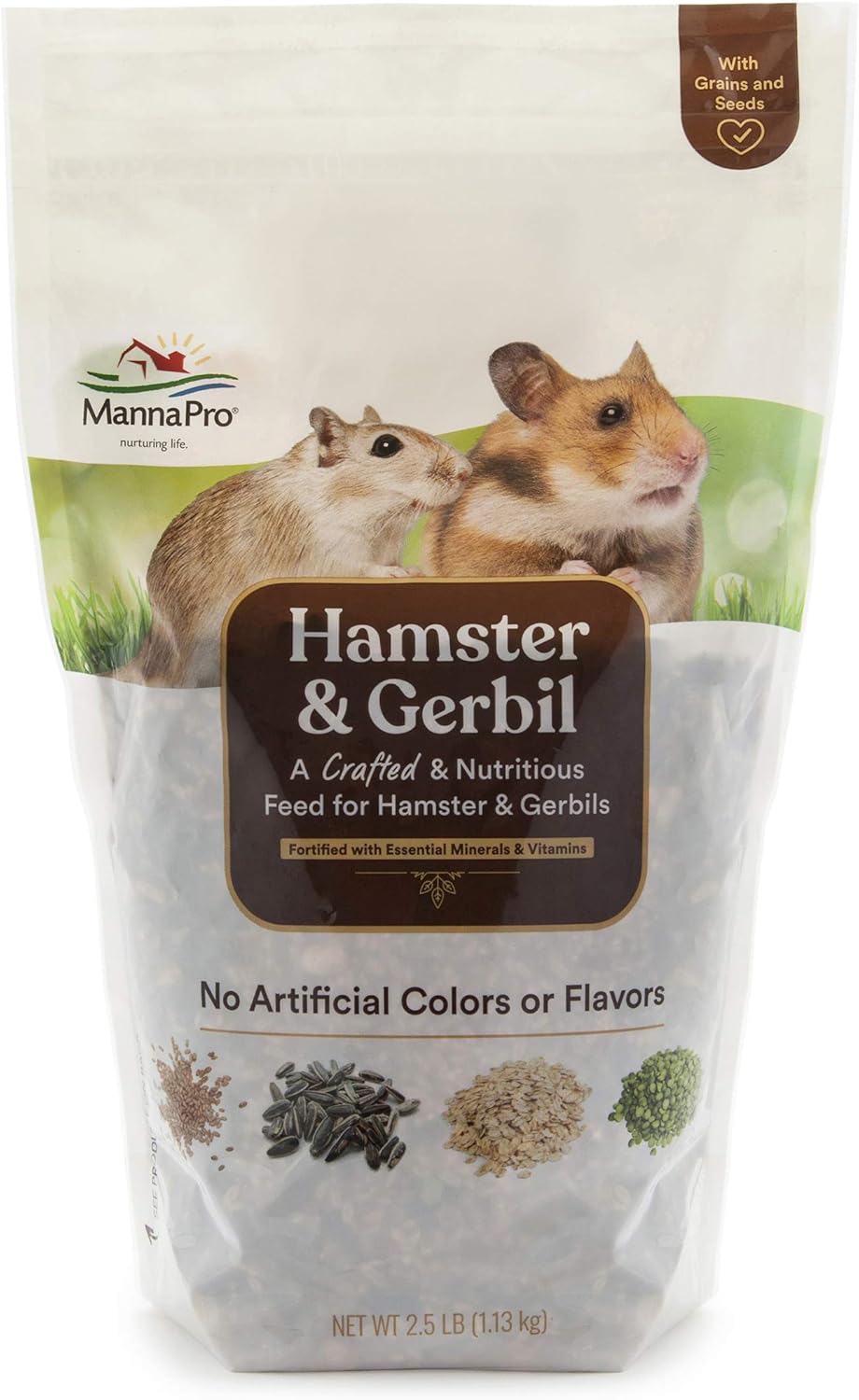 Manna Pro Hamster & Gerbil Feed | Feed with Vitamins & Minerals for Hamsters & Gerbils | No Artificial Colors or Flavors | 2.5 lb : Pet Supplies