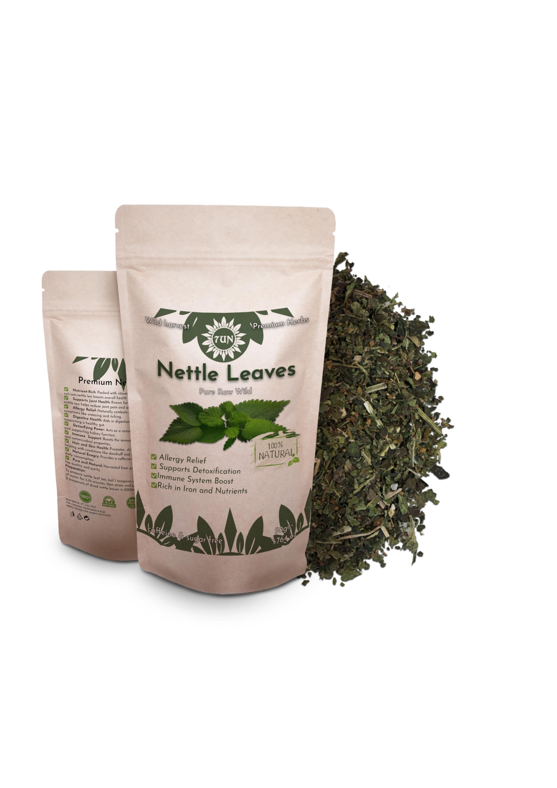 Premium Nettle Tea Loose Leaf – 100% Pure Nettle Leaves – Supports Detox, Immune Health, and Wellness – Nutrient-Rich Stinging Nettle Tea – Ideal for Teas, Infusions, and Culinary Uses