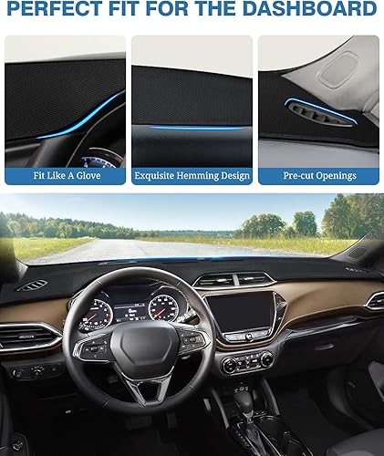 Miniatura 4 de FIILINES Cubierta para salpicadero compatible con Chevrolet Trailblazer 2023 2022 2021, protector de malla antideslizante sin reflejos