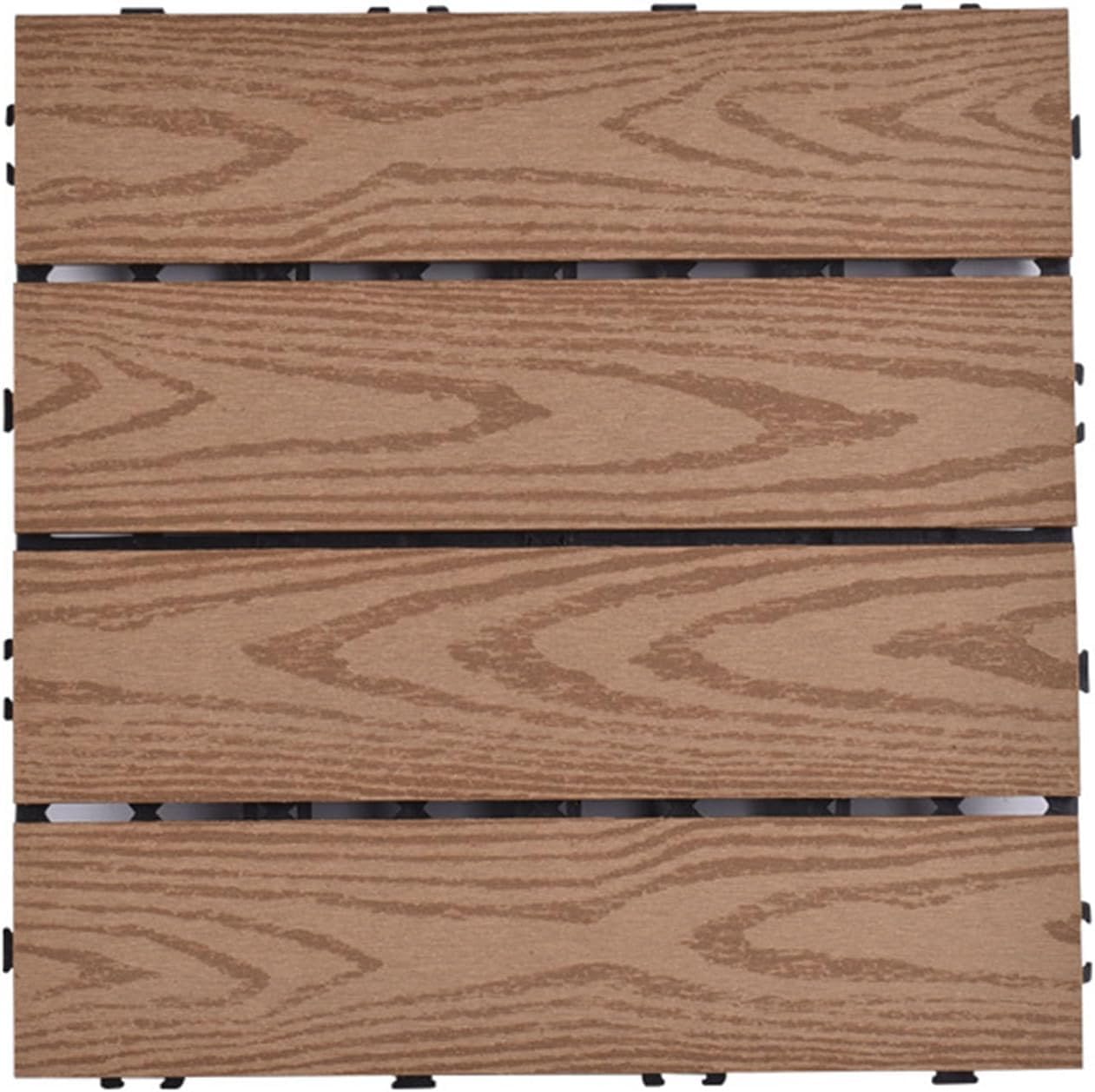 Dalles et lames de terrasse en composite, Carreaux de terrasse extérieurs emboîtables en bois, 12 pièces, multicolores à clipser(B-Wood)