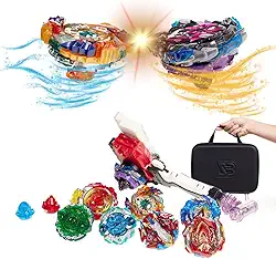 Beyblade Maleta Kit Com 8 Beyblade + Lançador Dupla Rotação Buster Beyblade