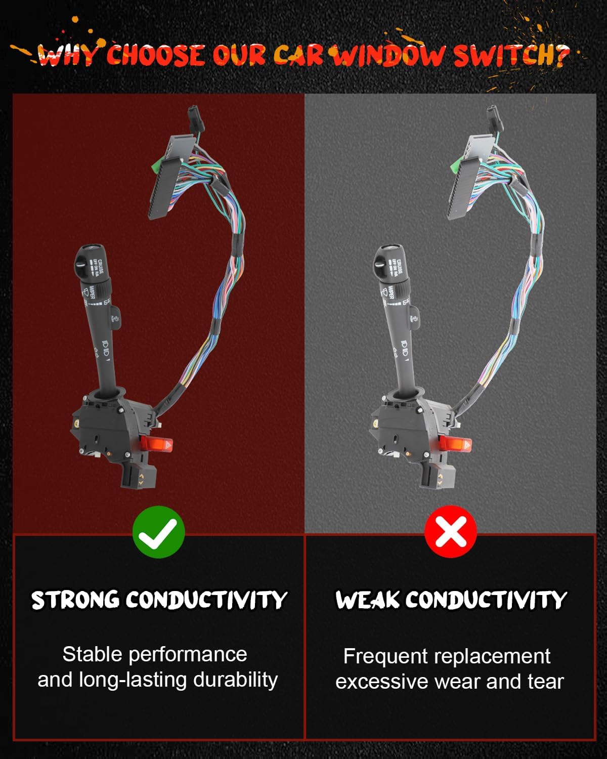 CCIYU Turn Signal Switch 26100839 3441937 Wiper Hazard Switch Cruise Control Switch Fit 2002 for Cadillac Escalade, 2002 for Cadillac Escalade EXT, 2002 for Chevrolet Avalanche 1500 2500